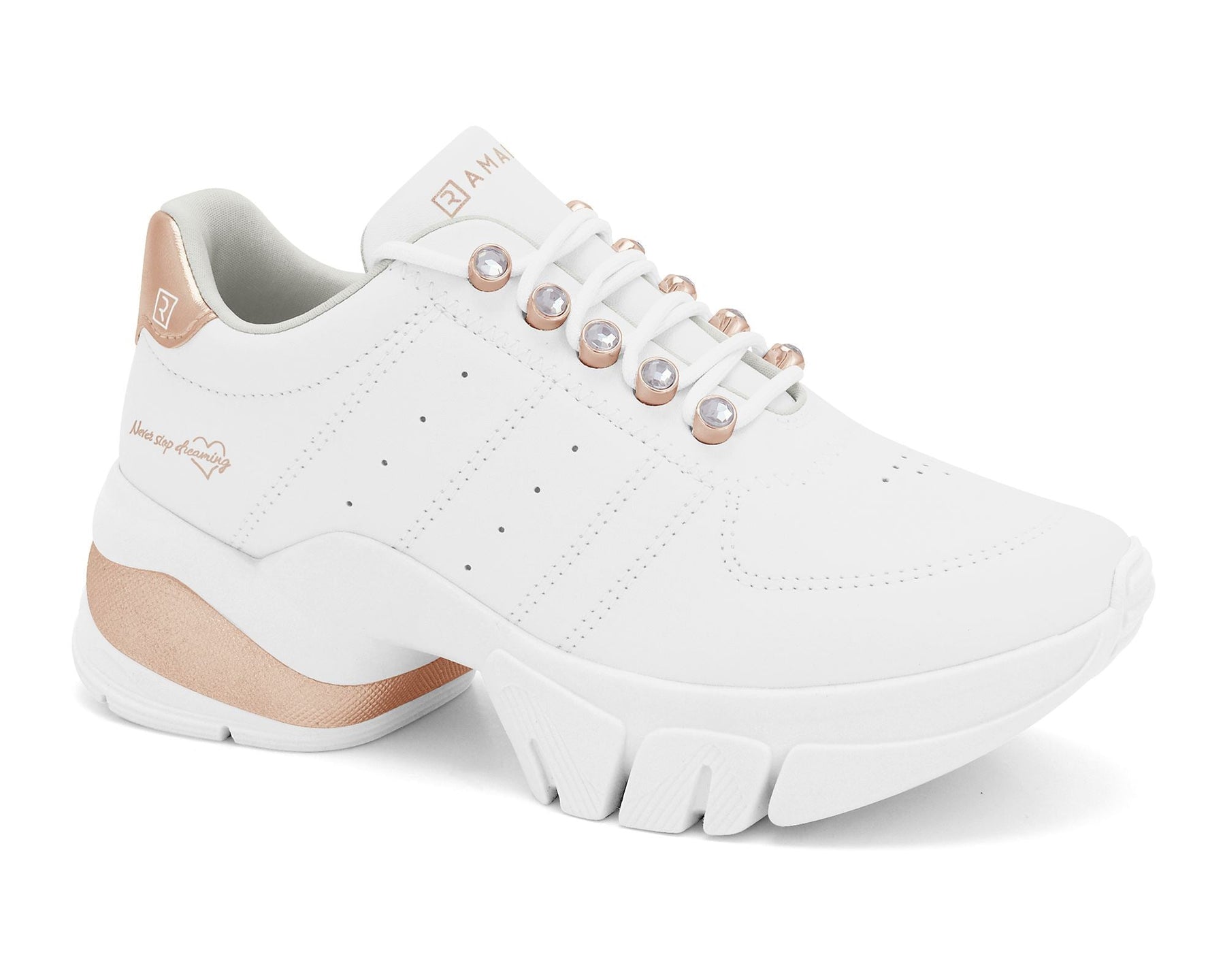 Tênis Plataforma Branco com Rosé Feminino Ramarim 2480101-7